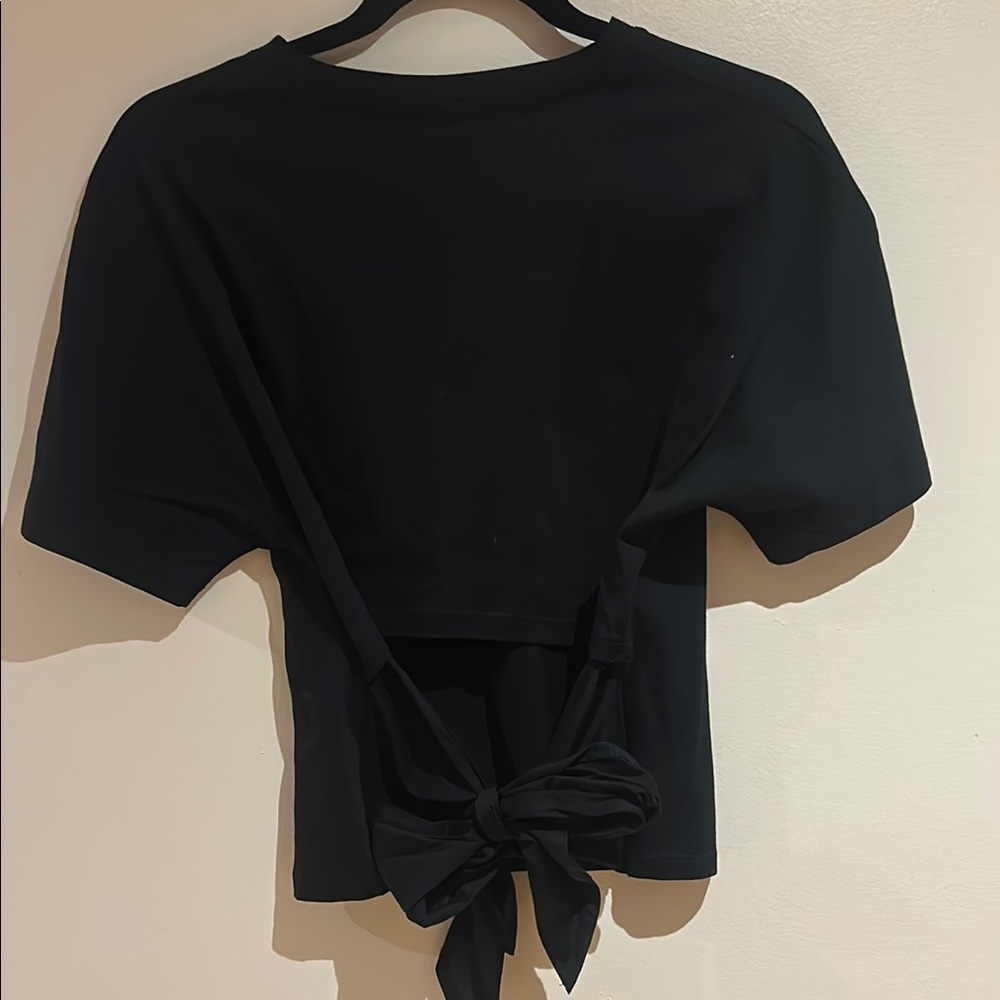 Black Tie-Back Women's Top